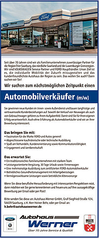 Automobilverkäufer (m/w)